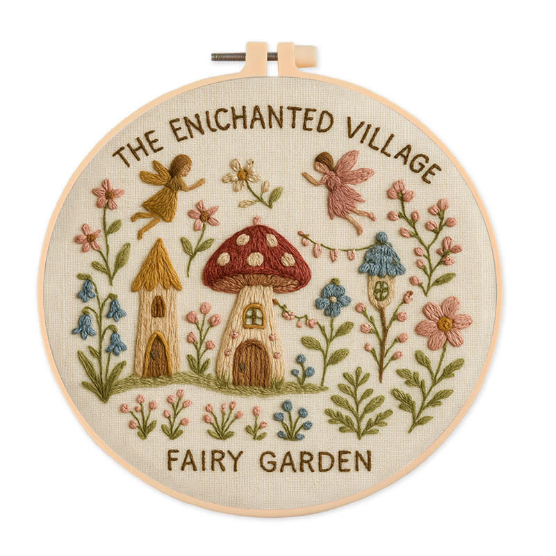 Rubbyoo Embroidery Kit - Enchanted Village  | Unique Home Decor - 20*20cm - image 0