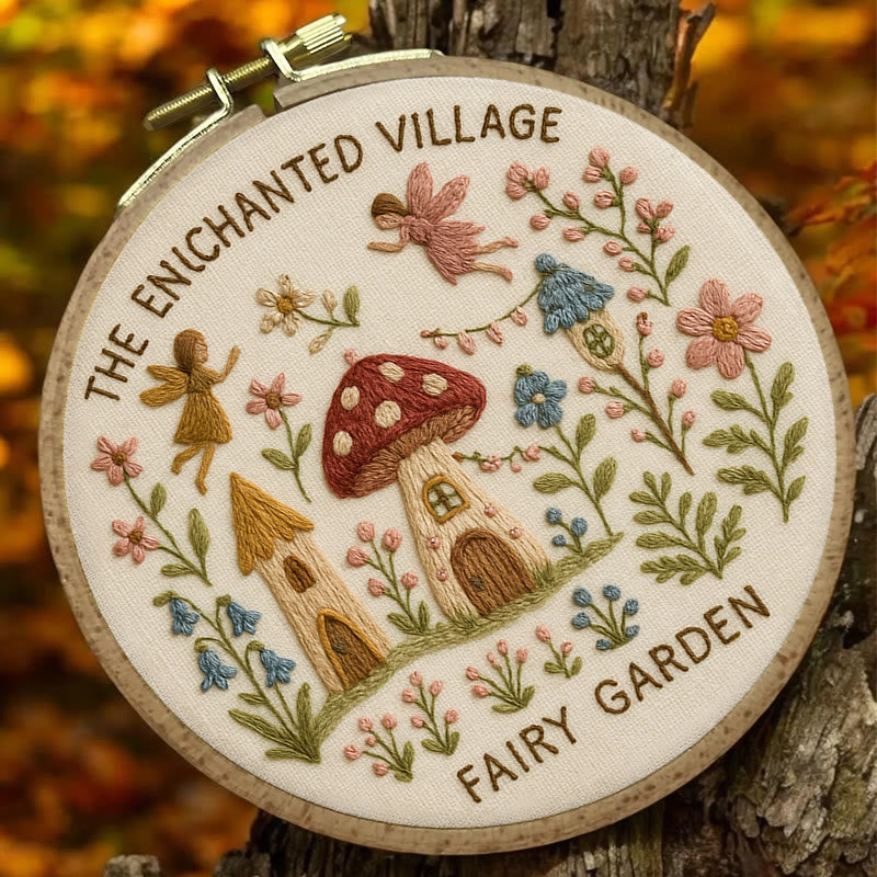 Rubbyoo Embroidery Kit - Enchanted Village  | Unique Home Decor - image 1