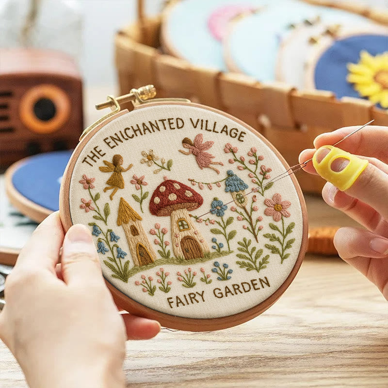 Rubbyoo Embroidery Kit - Enchanted Village  | Unique Home Decor - image 4