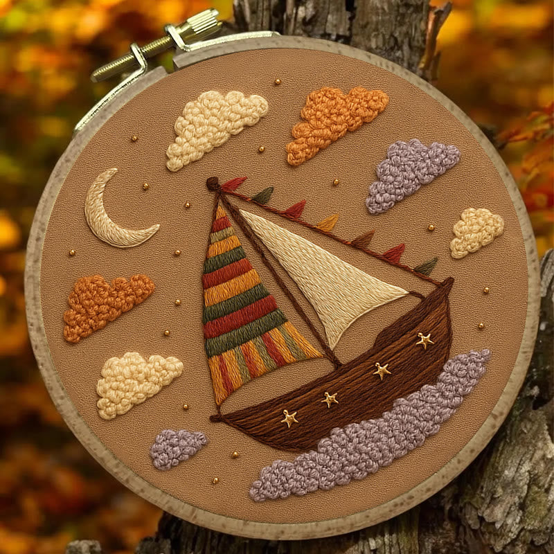 Rubbyoo Embroidery Kit - Sail Boat | Whimsical Wall Handicraft  - image 1