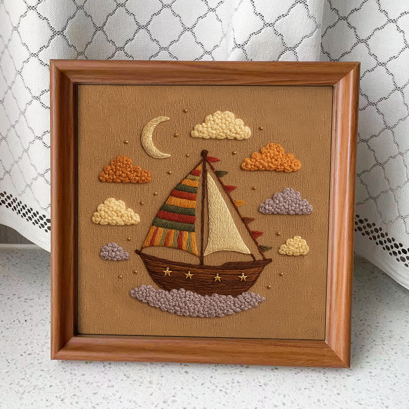 Rubbyoo Embroidery Kit - Sail Boat | Whimsical Wall Handicraft  - Embroidery Kit Plus An Extra Frame - image 8