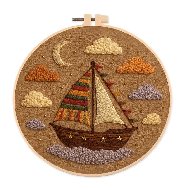 Rubbyoo Embroidery Kit - Sail Boat | Whimsical Wall Handicraft  - 20*20cm - image 0