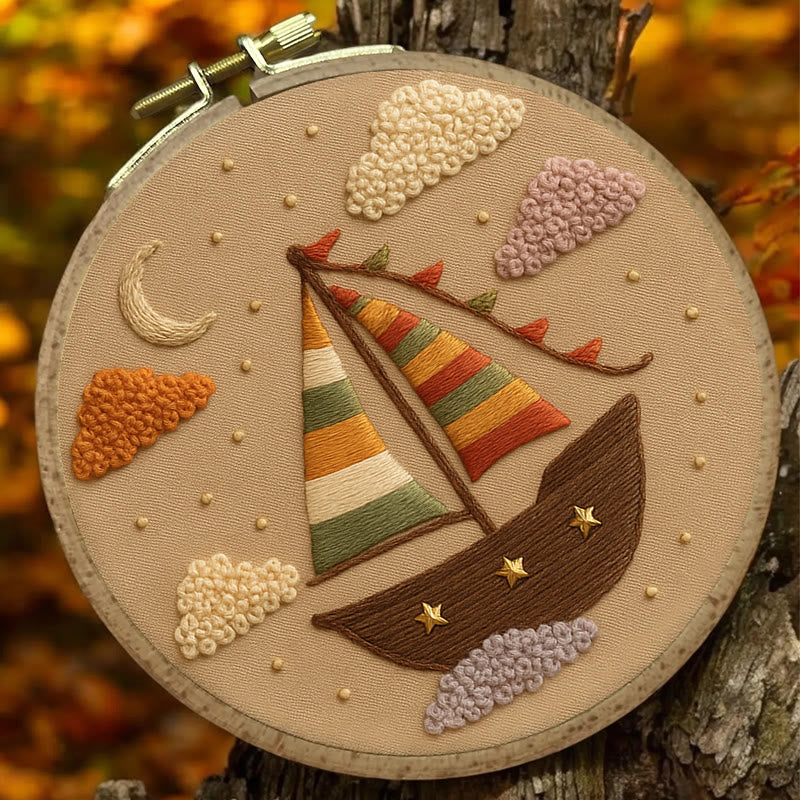 Rubbyoo Embroidery Kit - Colourful Boat | Starter Handmade Craft - image 1