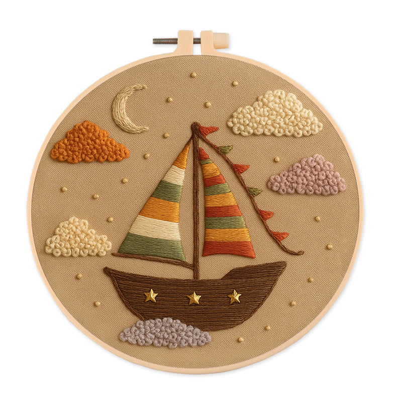 Rubbyoo Embroidery Kit - Colourful Boat | Starter Handmade Craft - 20*20cm - image 0