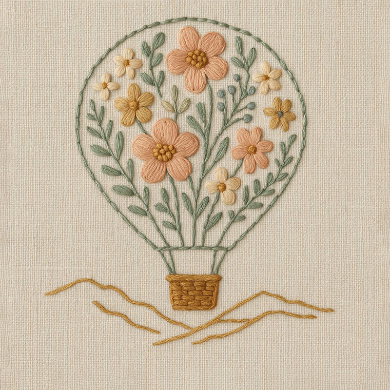 Rubbyoo Embroidery Kit - Floral Hot Air Balloon | Creative Room Decor - image 9