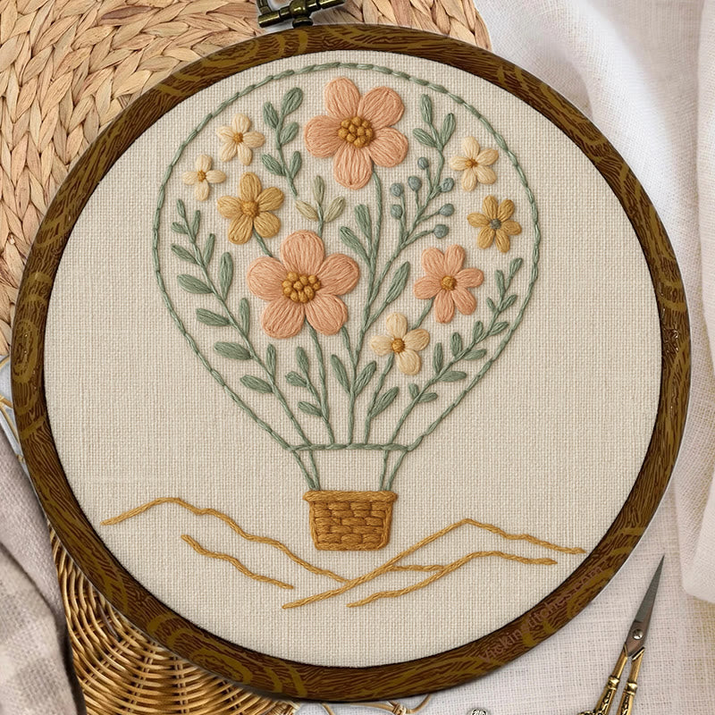 Rubbyoo Embroidery Kit - Floral Hot Air Balloon | Creative Room Decor - image 2