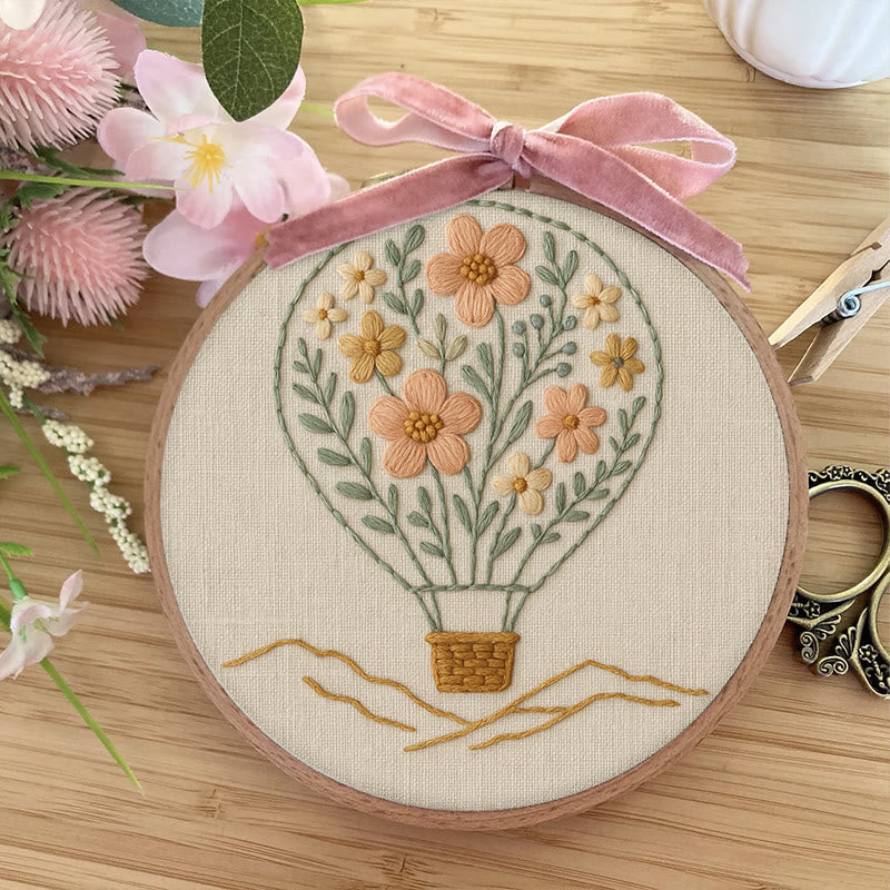 Rubbyoo Embroidery Kit - Floral Hot Air Balloon | Creative Room Decor - image 5