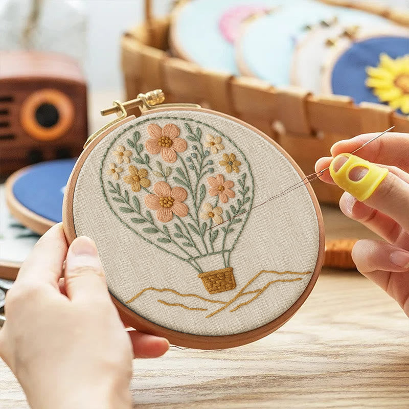 Rubbyoo Embroidery Kit - Floral Hot Air Balloon | Creative Room Decor - image 4