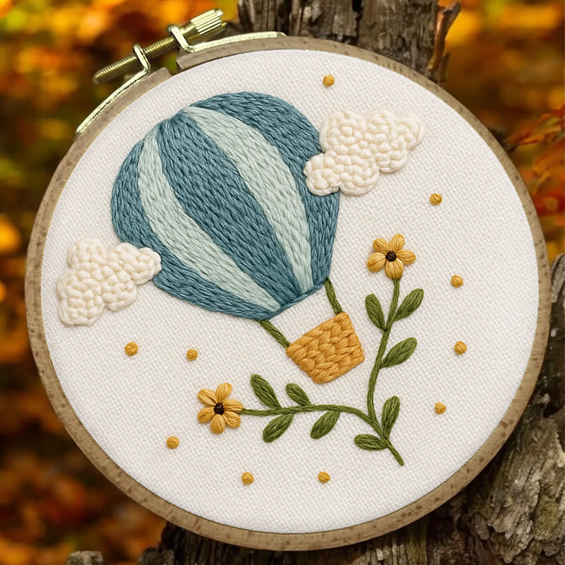 Rubbyoo Embroidery Kit - Blue Hot Balloon | Handmake Art Work  - image 2
