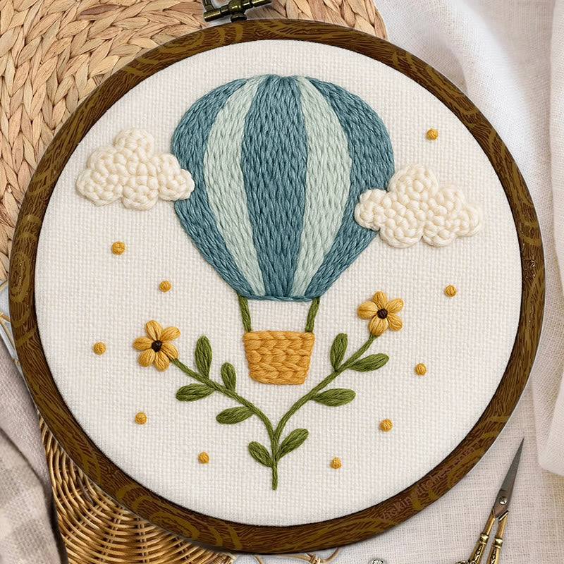 Rubbyoo Embroidery Kit - Blue Hot Balloon | Handmake Art Work  - image 1