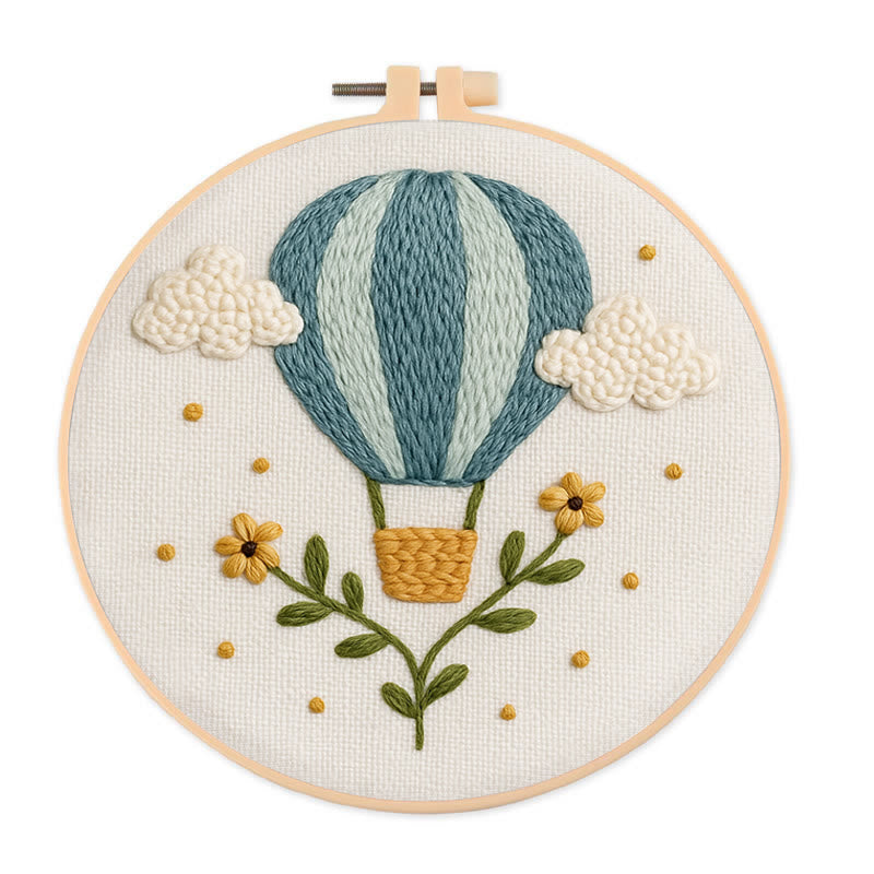 Rubbyoo Embroidery Kit - Blue Hot Balloon | Handmake Art Work  - 20*20cm - image 0