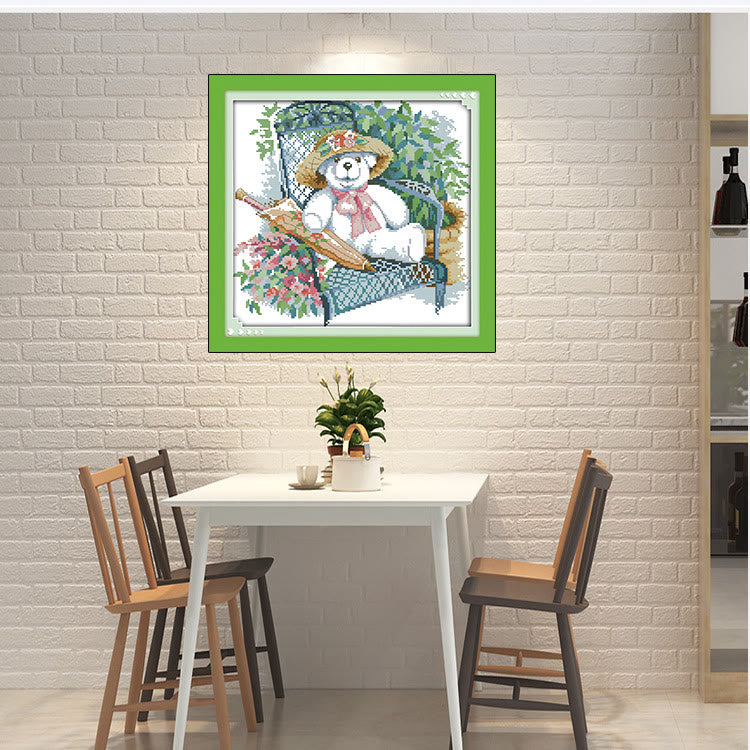 Cross Stitch Kit - Resting Bear | Adorable Wall Decoration - image 2