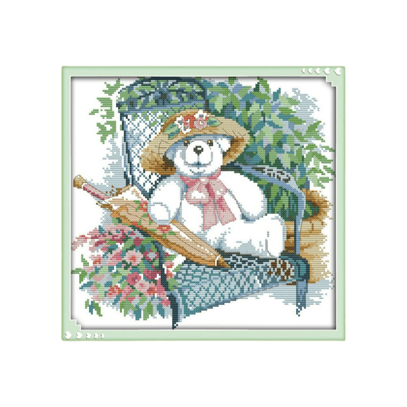 Cross Stitch Kit - Resting Bear | Adorable Wall Decoration - Resting Bear - image 0