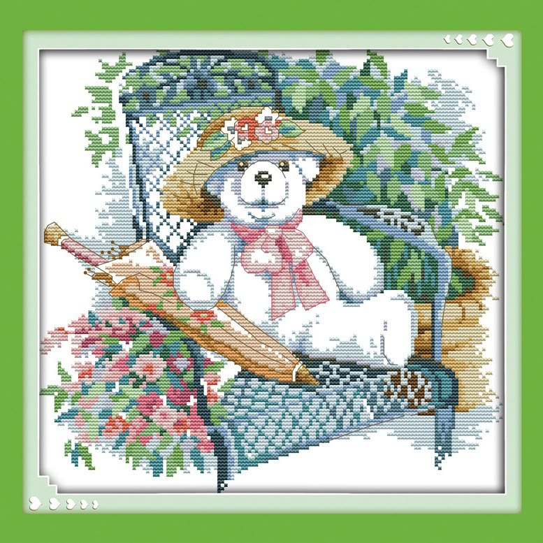 Cross Stitch Kit - Resting Bear | Adorable Wall Decoration - image 3
