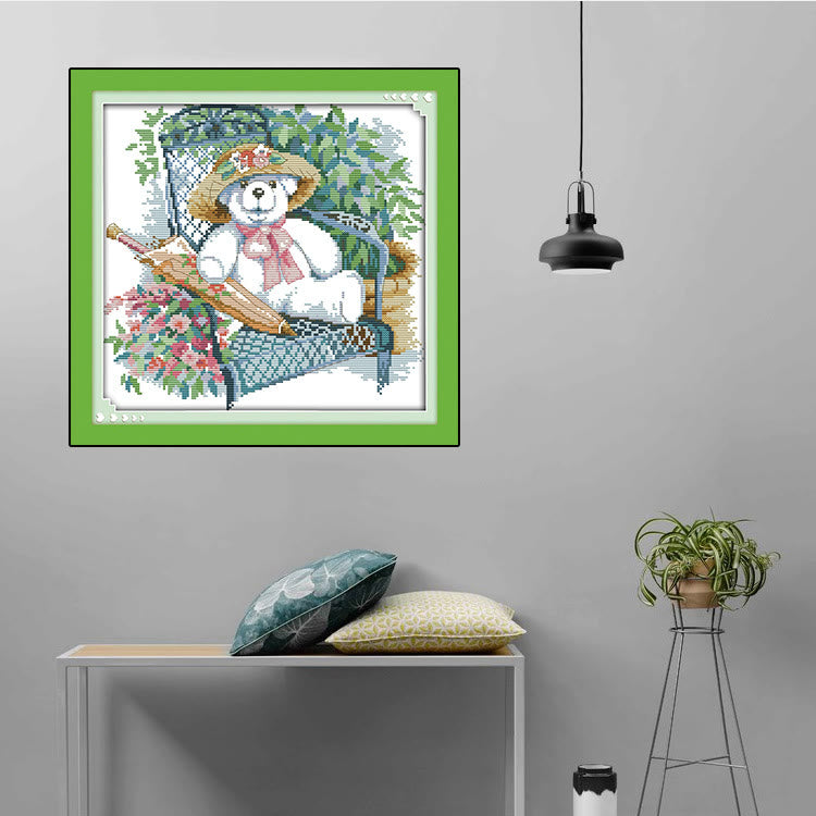 Cross Stitch Kit - Resting Bear | Adorable Wall Decoration - image 1