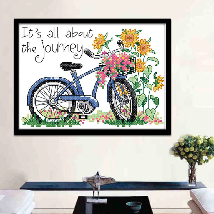 Cross Stitch Kit - Floral Bicycle | Diy Handmake Craft  - image 2