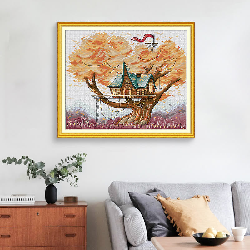 Cross Stitch Kit - Cozy Tree House | Handmake Landscape Ornament - image 3
