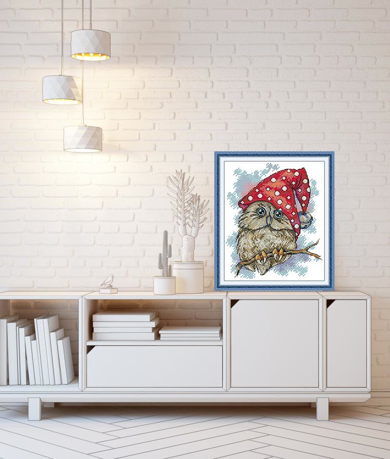 Cross Stitch Kit - Sleepy Owl | Unique Animal Handicraft - image 1