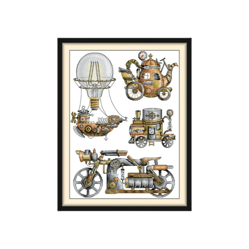 Cross Stitch Kit - Ancient Steam Engine | Diy Needlework Collection - Ancient Steam Engine - image 0