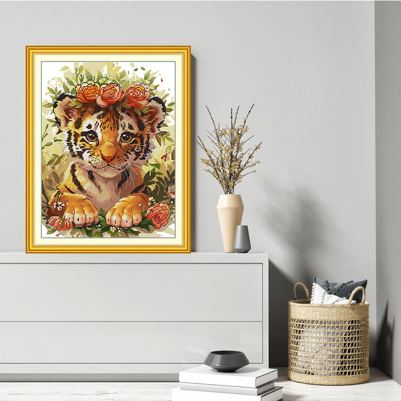 Cross Stitch Kit - Floral Tiger | Perfect  Home Decor - image 2