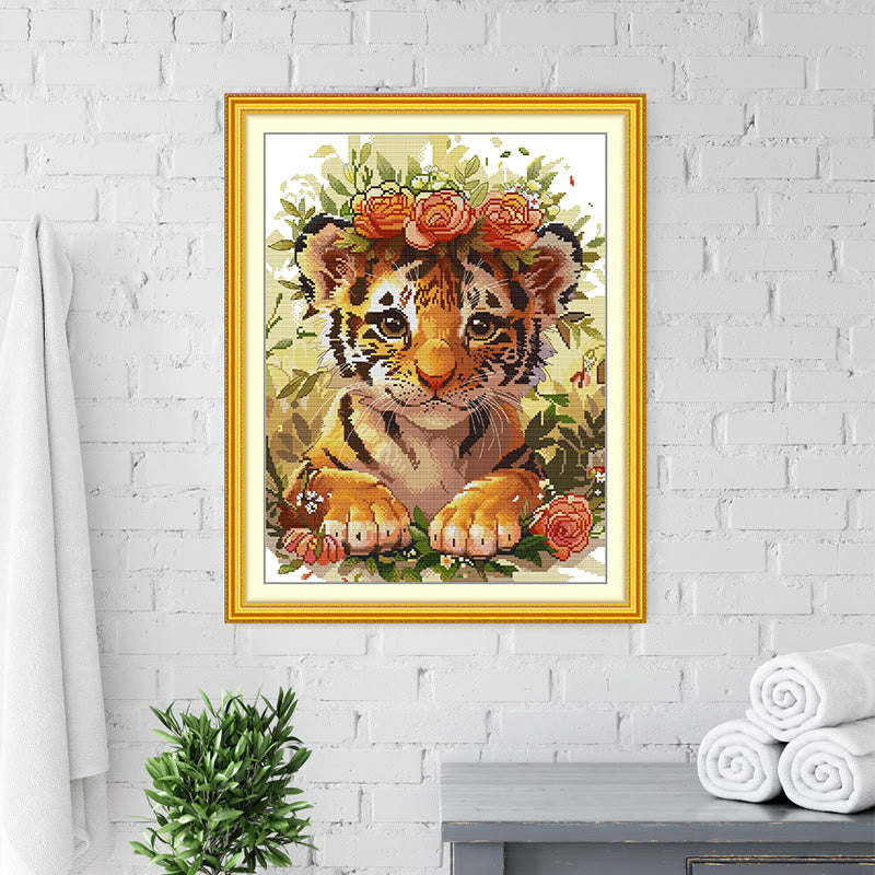 Cross Stitch Kit - Floral Tiger | Perfect  Home Decor - image 3