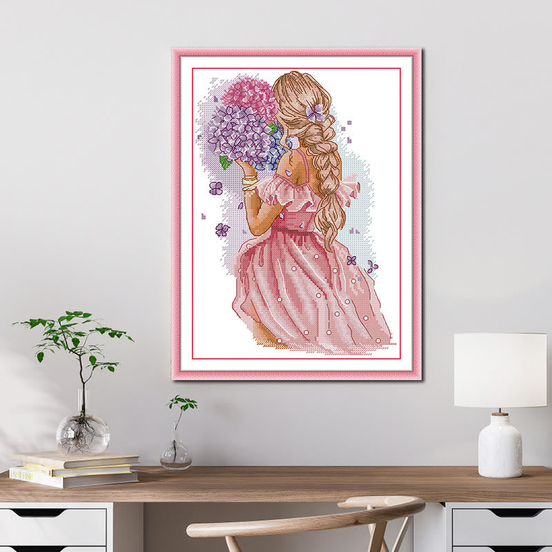 Cross Stitch Kit - Girls With Flowers | Handmade Craft For Friends - image 3