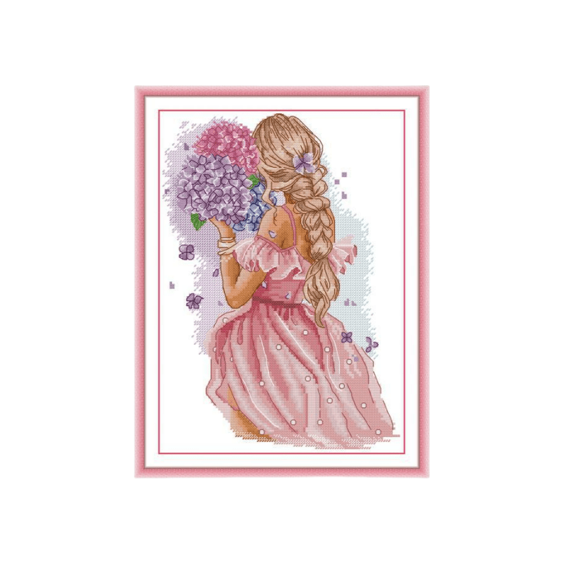 Cross Stitch Kit - Girls With Flowers | Handmade Craft For Friends - Girls With Flowers - image 0