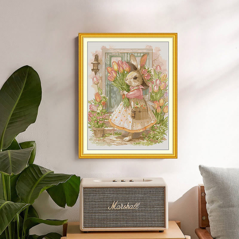 Cross Stitch Kit - Tulips Peter Rabbit |  Animal Needle Artwork  - image 1