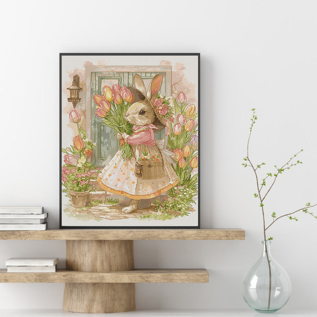 Cross Stitch Kit - Tulips Peter Rabbit |  Animal Needle Artwork  - image 3
