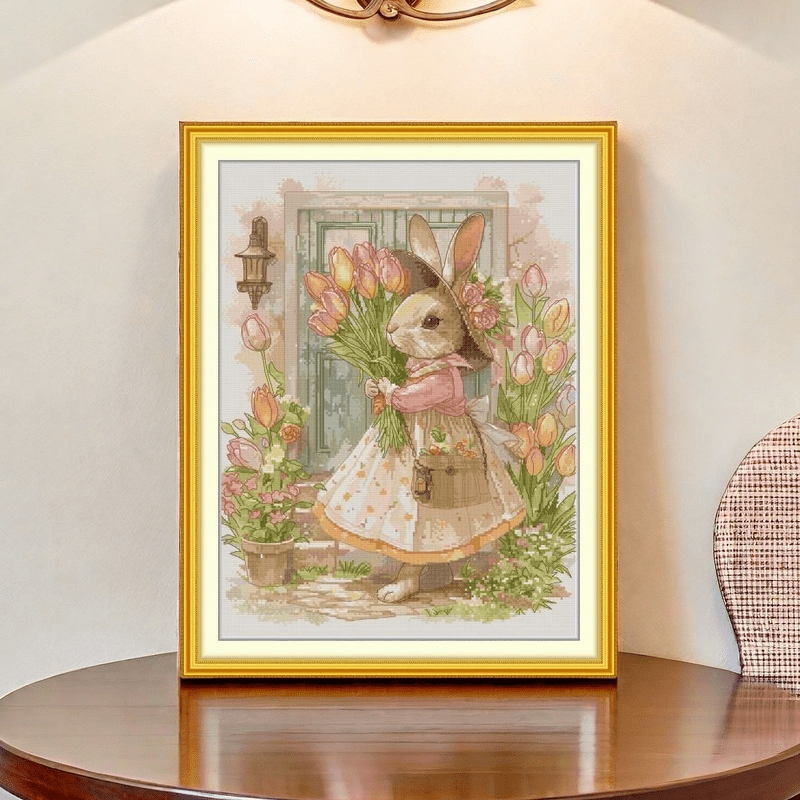Cross Stitch Kit - Tulips Peter Rabbit |  Animal Needle Artwork  - image 2