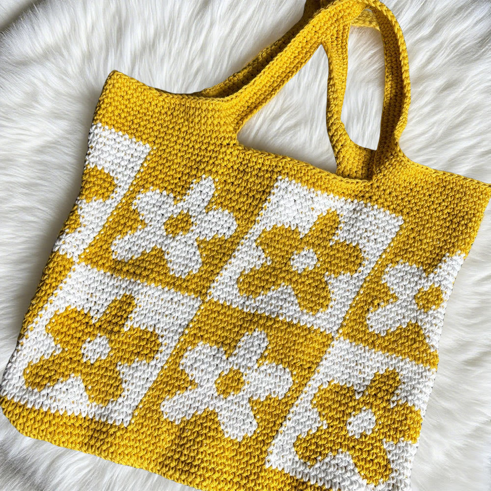 Diy Handmade Colourful Crochet Bag Kit - Floral Design Bag  | Nice Birthday Gifts For Mom - Yellow - image 2