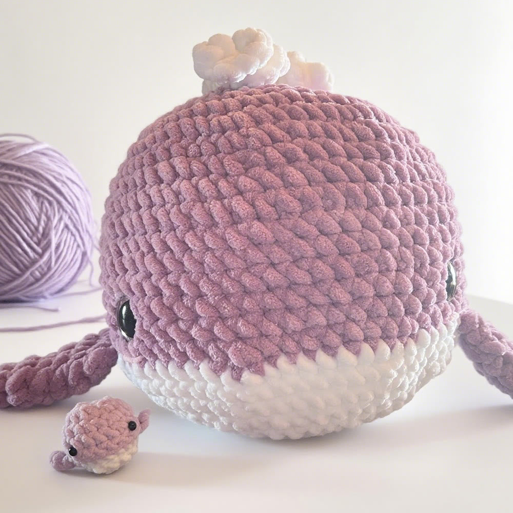 Diy Handmade Crochet Whale Kit - Unique Crochet Dolls | Beginner-friendly Needle Craft - Pink - image 1