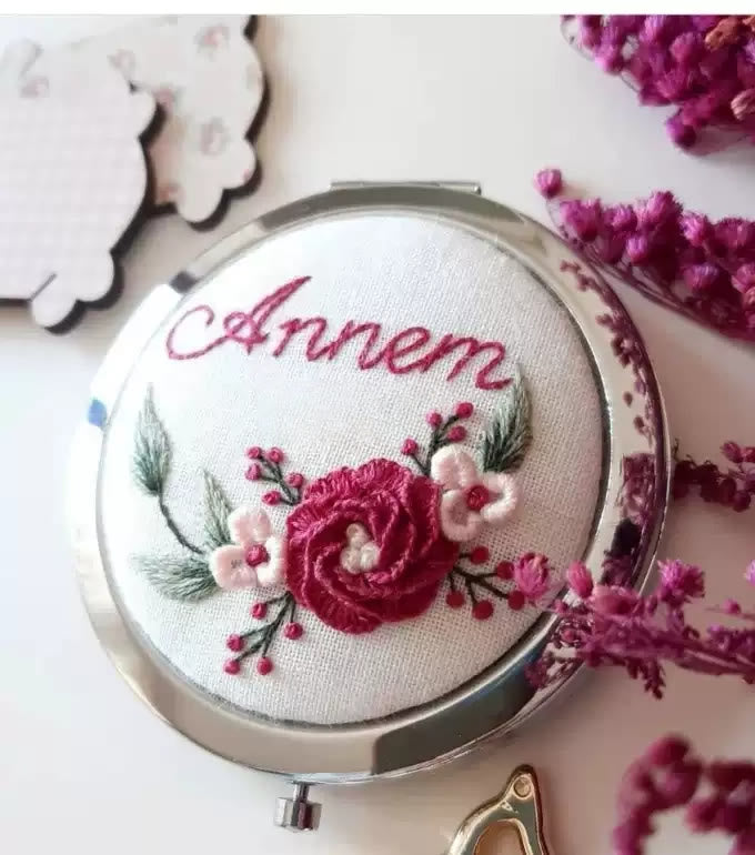 Embroidery Mirror Kit | Floral Handmade Craft | Nice Gifts For Her - A - image 0