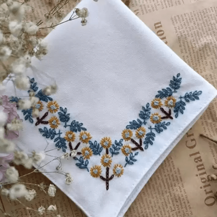 Embroidery Handkerchief Kit | Exquisite Floral Gifts |  Beginner Diy Set - B - image 5