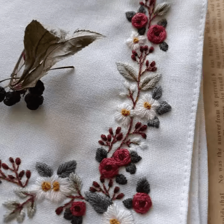 Embroidery Handkerchief Kit | Exquisite Floral Gifts |  Beginner Diy Set - image 4
