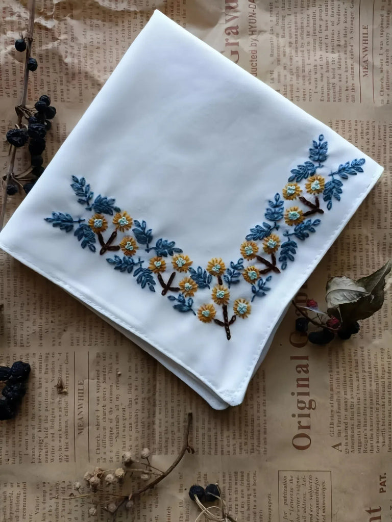 Embroidery Handkerchief Kit | Exquisite Floral Gifts |  Beginner Diy Set - image 2