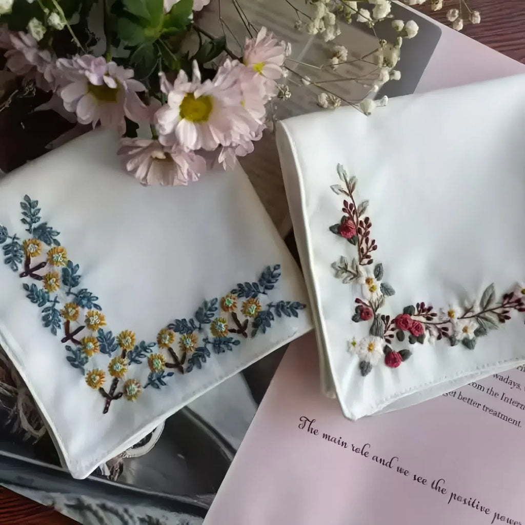 Embroidery Handkerchief Kit | Exquisite Floral Gifts |  Beginner Diy Set - image 0