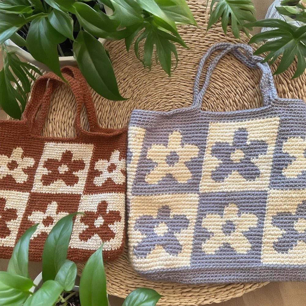 Diy Handmade Colourful Crochet Bag Kit - Floral Design Bag  | Nice Birthday Gifts For Mom - Brown - image 4