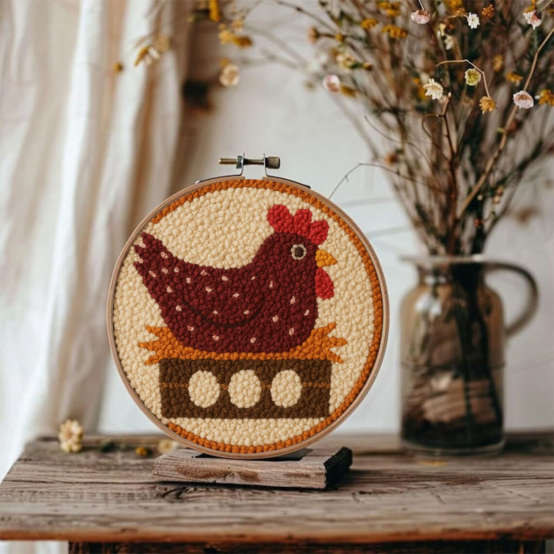 Egg-laying Hen Punch Needle Kit - Handmade Animal Craft | Relaxing Diy Set  - image 7