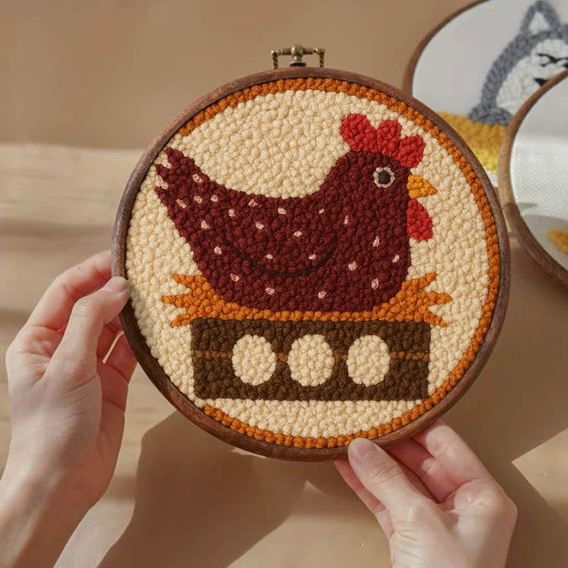 Egg-laying Hen Punch Needle Kit - Handmade Animal Craft | Relaxing Diy Set  - image 5