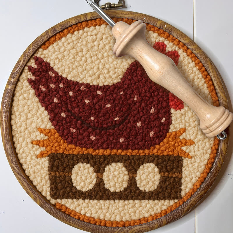 Egg-laying Hen Punch Needle Kit - Handmade Animal Craft | Relaxing Diy Set  - image 8