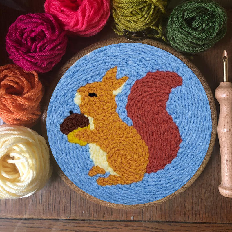 Squirrel With Pine Cones  Punch Needle  Kit - Nice Diy Craft | Perfect Wall Decor - image 5