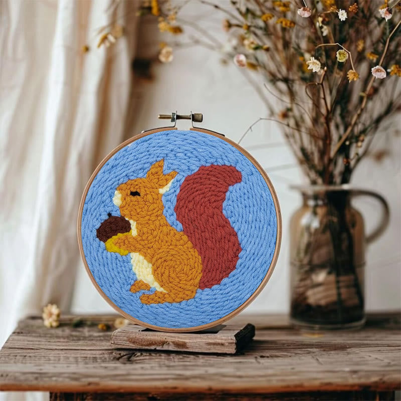 Squirrel With Pine Cones  Punch Needle  Kit - Nice Diy Craft | Perfect Wall Decor - image 8