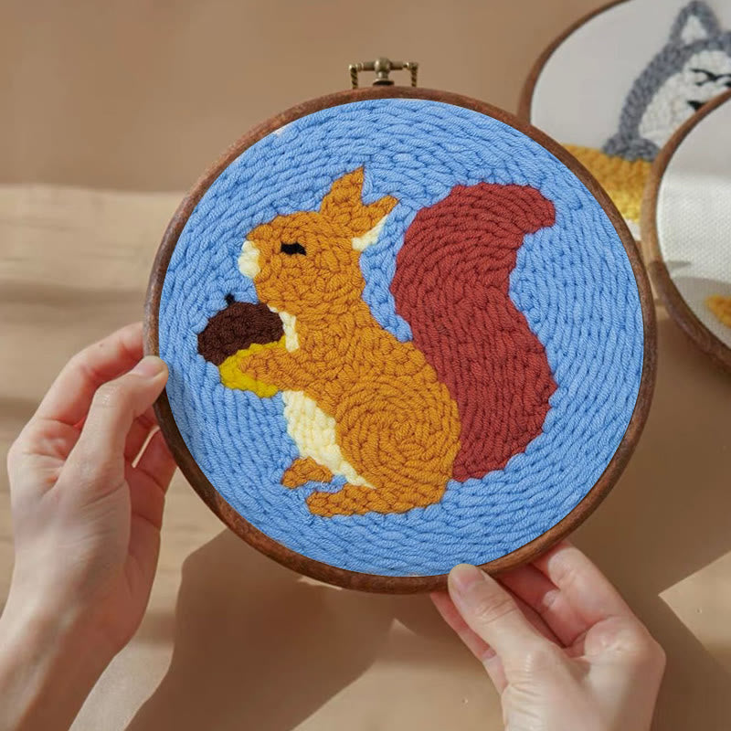 Squirrel With Pine Cones  Punch Needle  Kit - Nice Diy Craft | Perfect Wall Decor - image 4