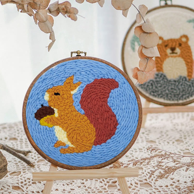 Squirrel With Pine Cones  Punch Needle  Kit - Nice Diy Craft | Perfect Wall Decor - image 6
