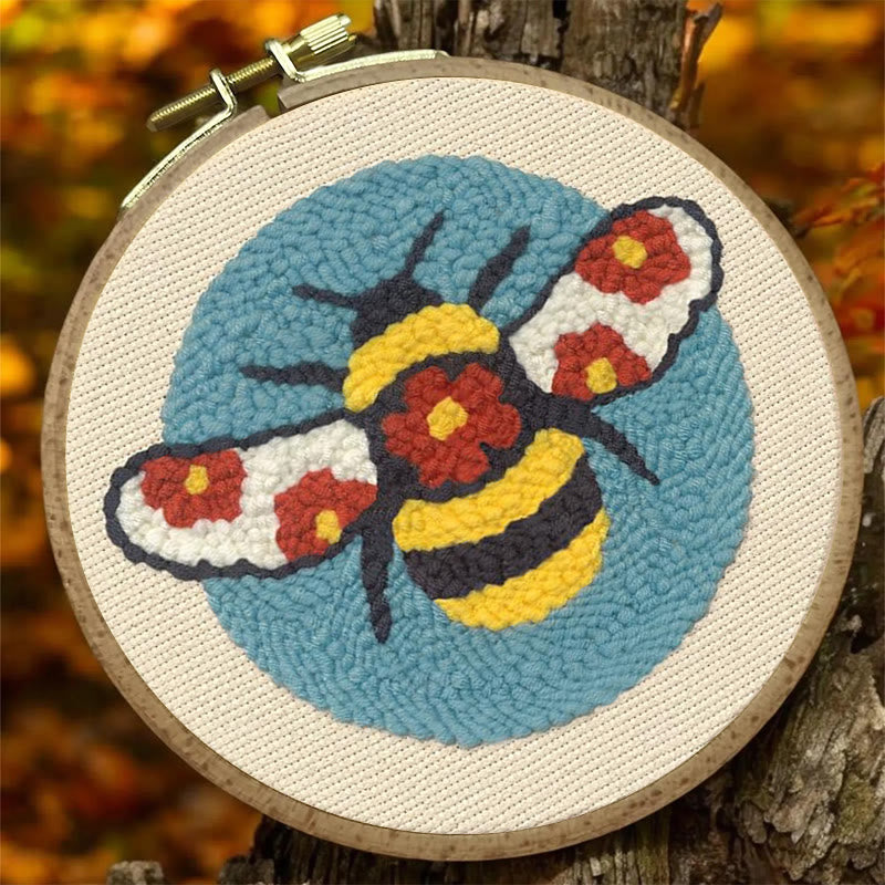 Floral Bee Punch Needle  Kit - Easy Starter Needlework | Unique Handmade Gifts - image 2