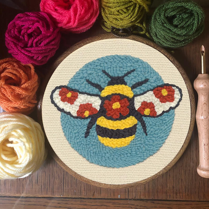 Floral Bee Punch Needle  Kit - Easy Starter Needlework | Unique Handmade Gifts - image 3