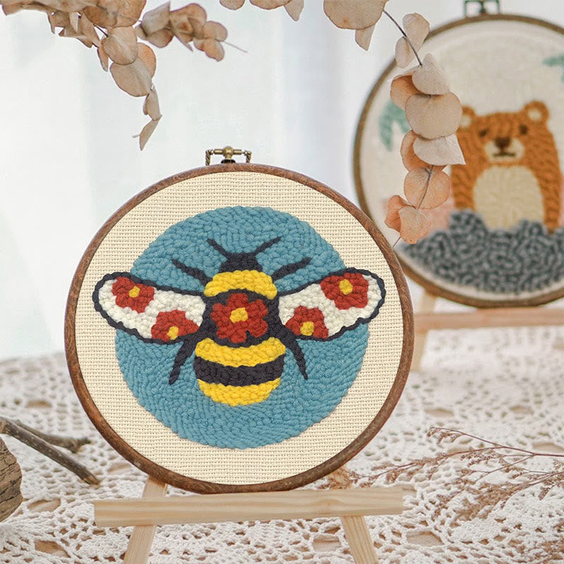 Floral Bee Punch Needle  Kit - Easy Starter Needlework | Unique Handmade Gifts - image 6