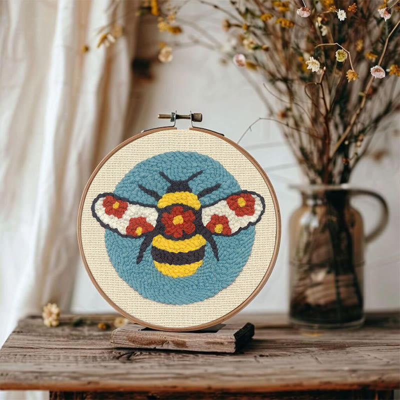 Floral Bee Punch Needle  Kit - Easy Starter Needlework | Unique Handmade Gifts - image 7