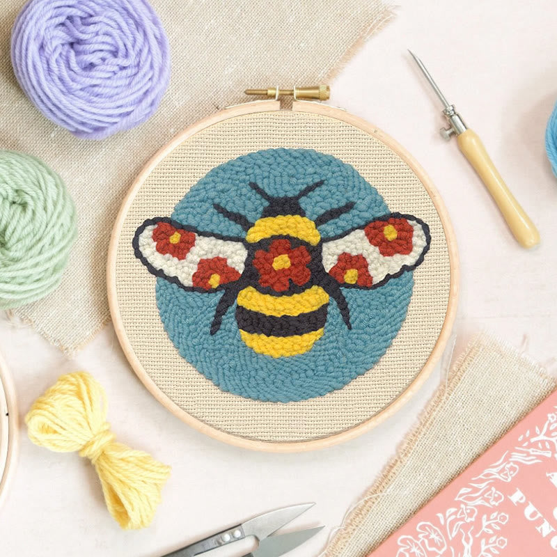 Floral Bee Punch Needle  Kit - Easy Starter Needlework | Unique Handmade Gifts - image 5